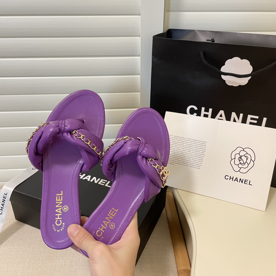 C style Metal chain flip flops