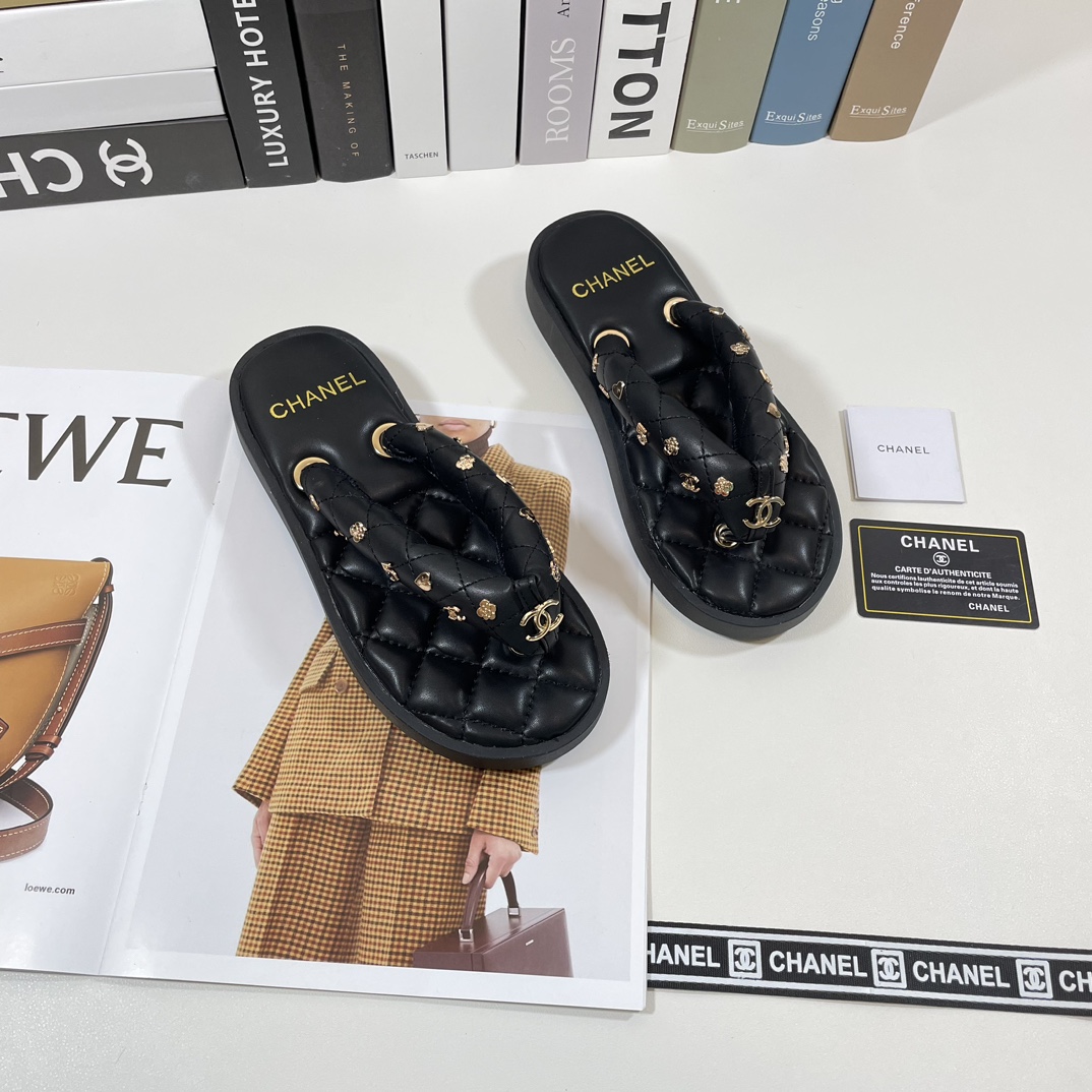 C style Metal chain flip flops