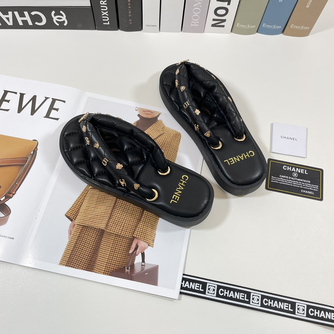 C style Metal chain flip flops