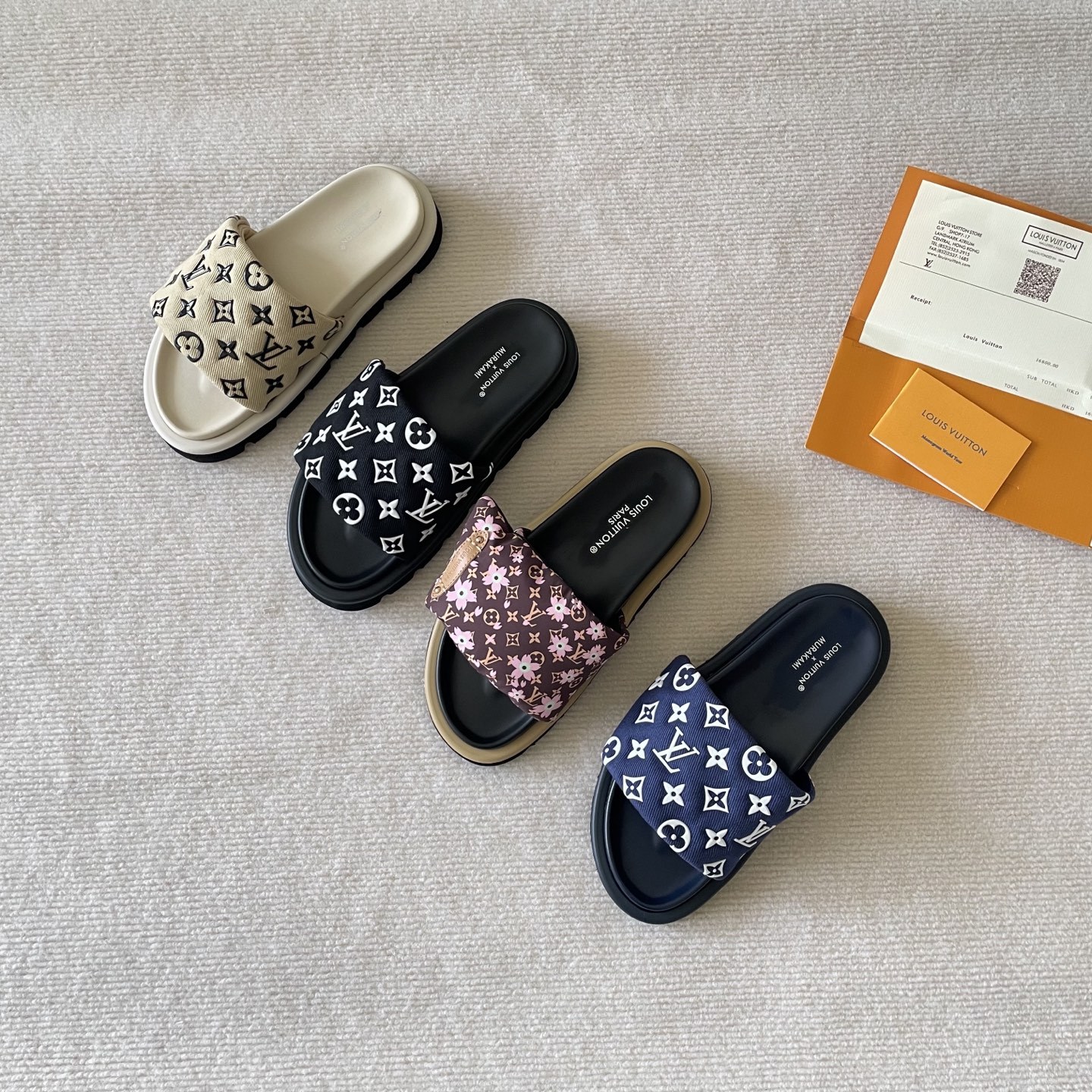 L style Velcro flat slippers