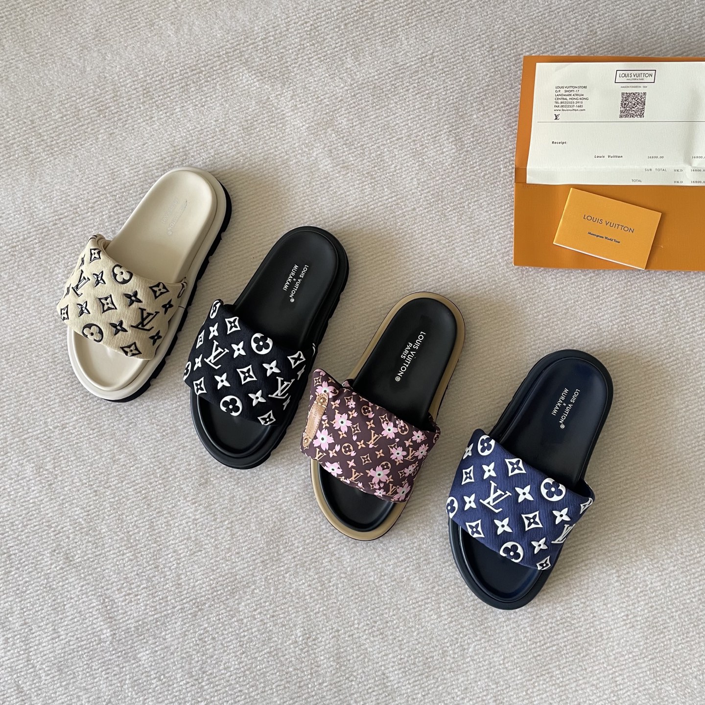 L style Velcro flat slippers