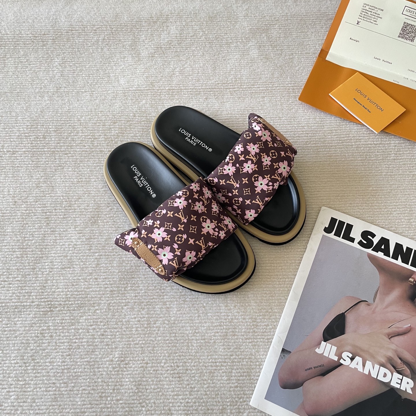 L style Velcro flat slippers