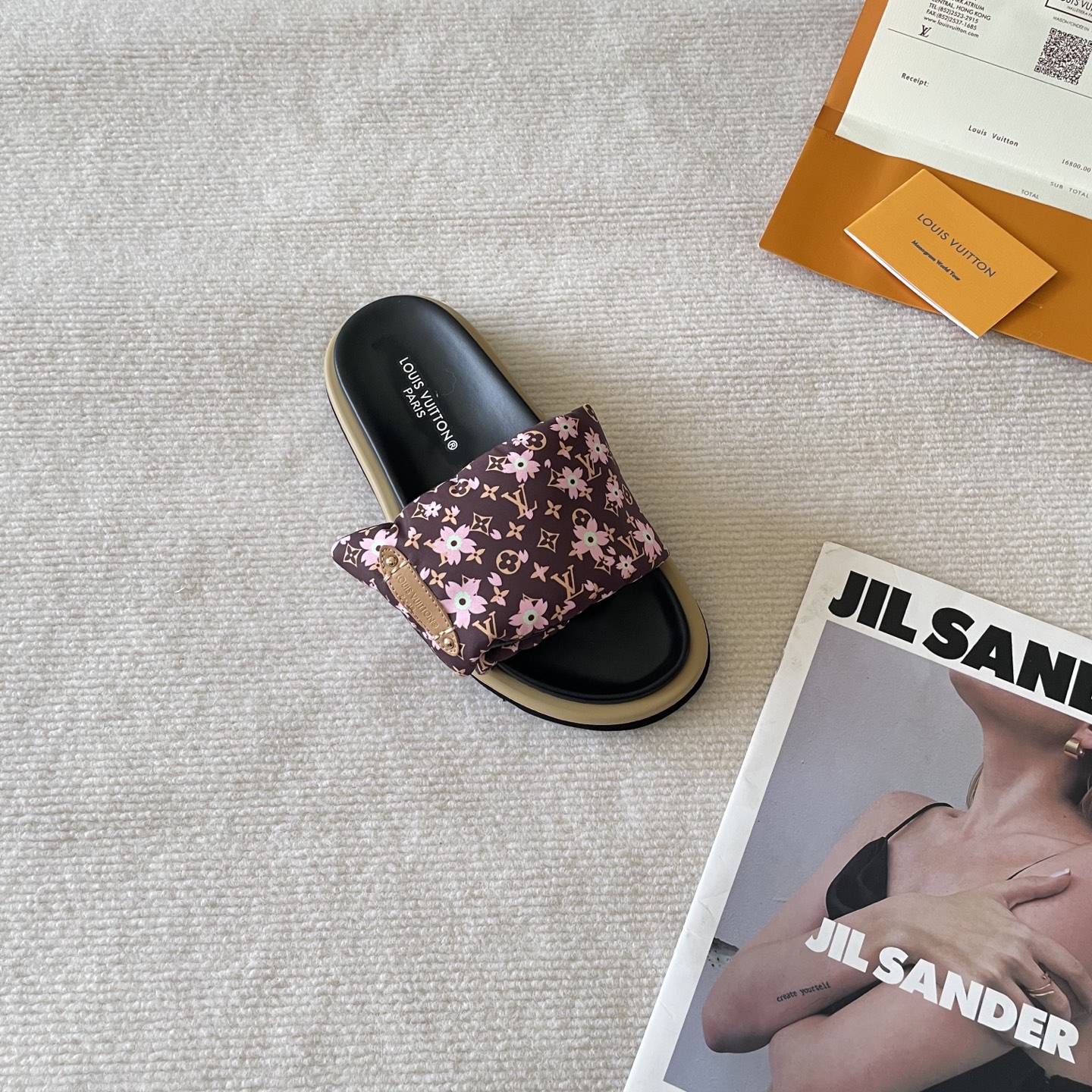 L style Velcro flat slippers