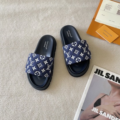 L style Velcro flat slippers