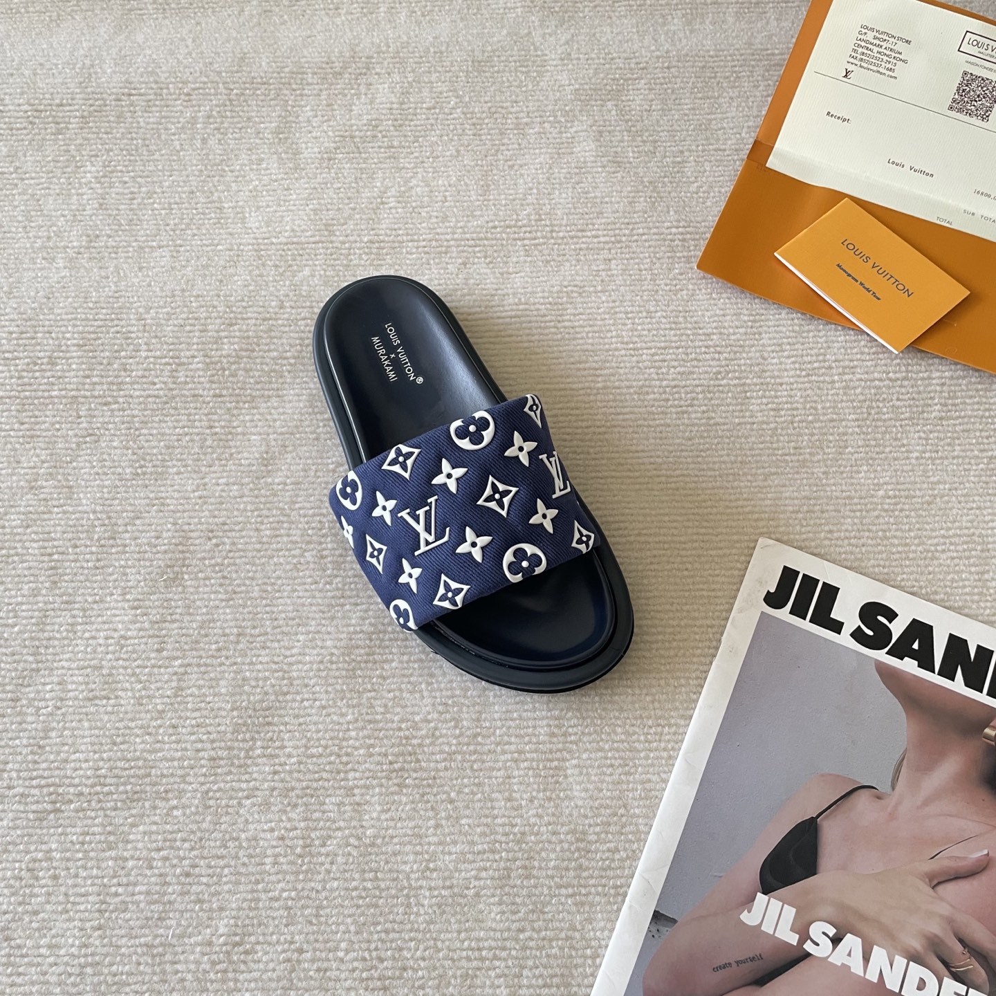 L style Velcro flat slippers