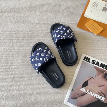 L style Velcro flat slippers