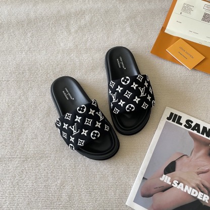 L style Velcro flat slippers