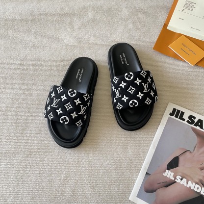 L style Velcro flat slippers