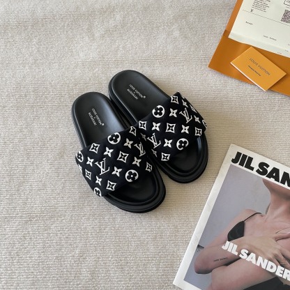 L style Velcro flat slippers