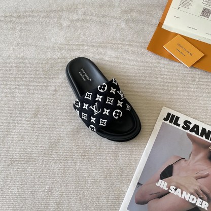 L style Velcro flat slippers