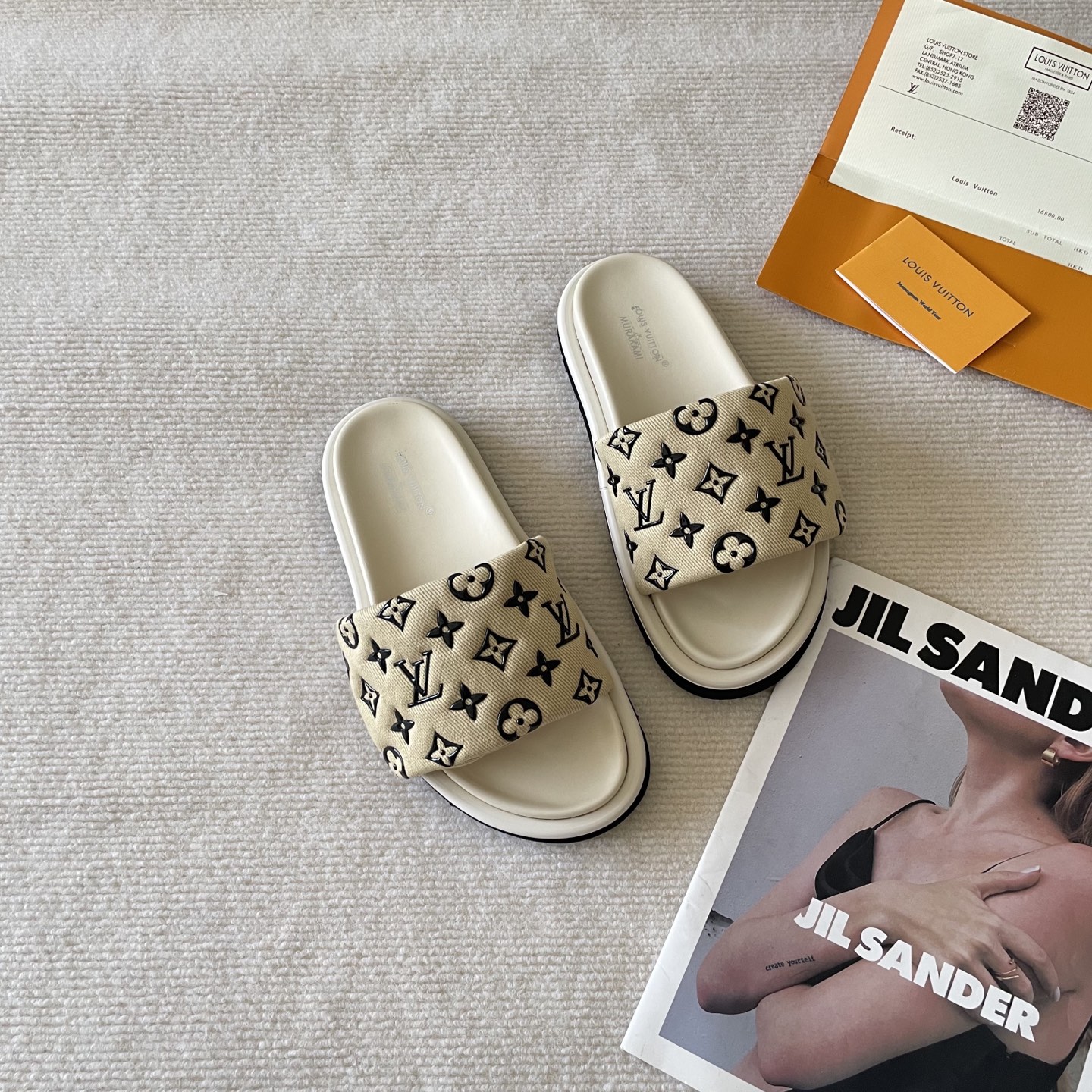 L style Velcro flat slippers