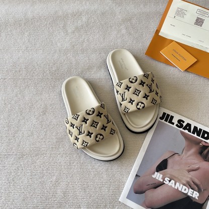 L style Velcro flat slippers