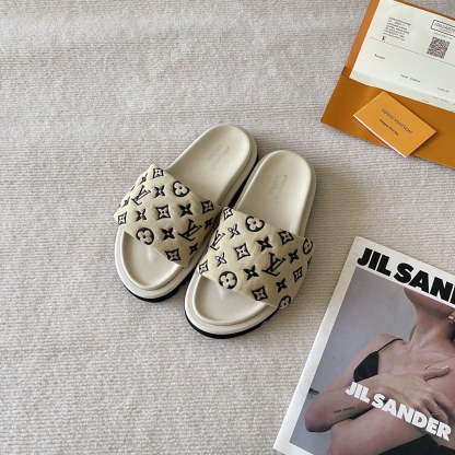 L style Velcro flat slippers