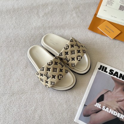 L style Velcro flat slippers