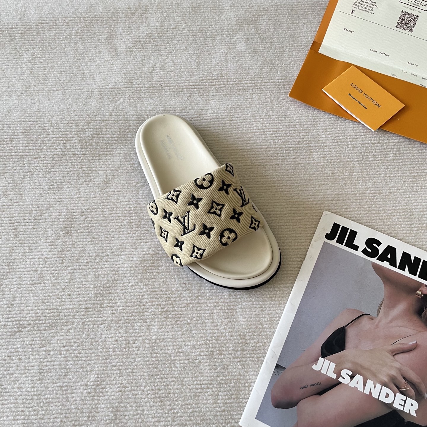 L style Velcro flat slippers