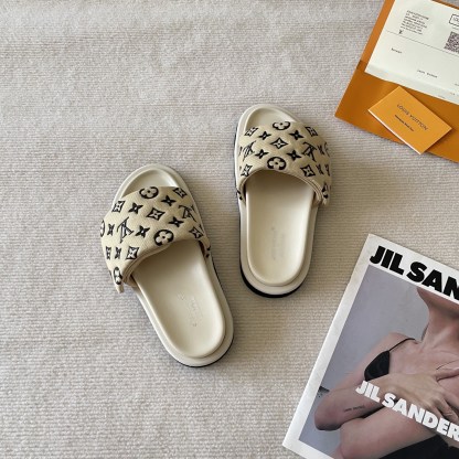 L style Velcro flat slippers