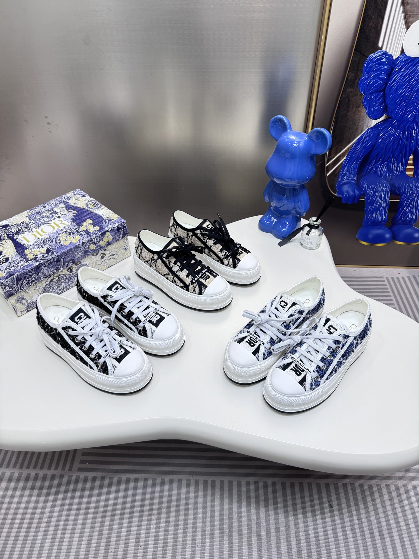 D style Low-top knitted platform sneakers