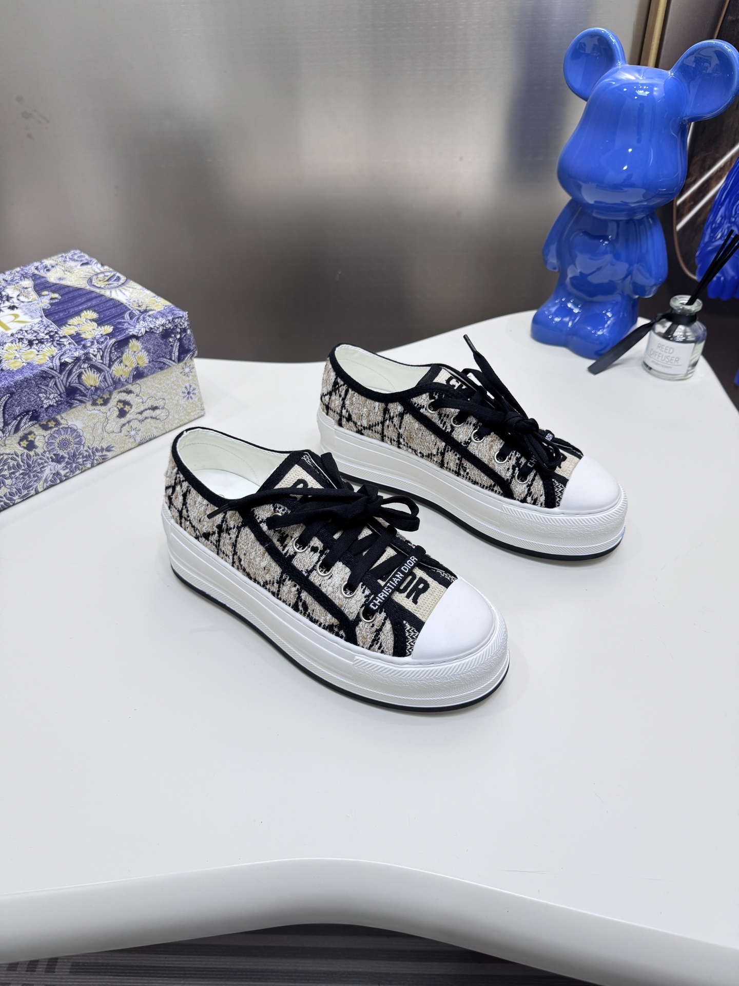 D style Low-top knitted platform sneakers