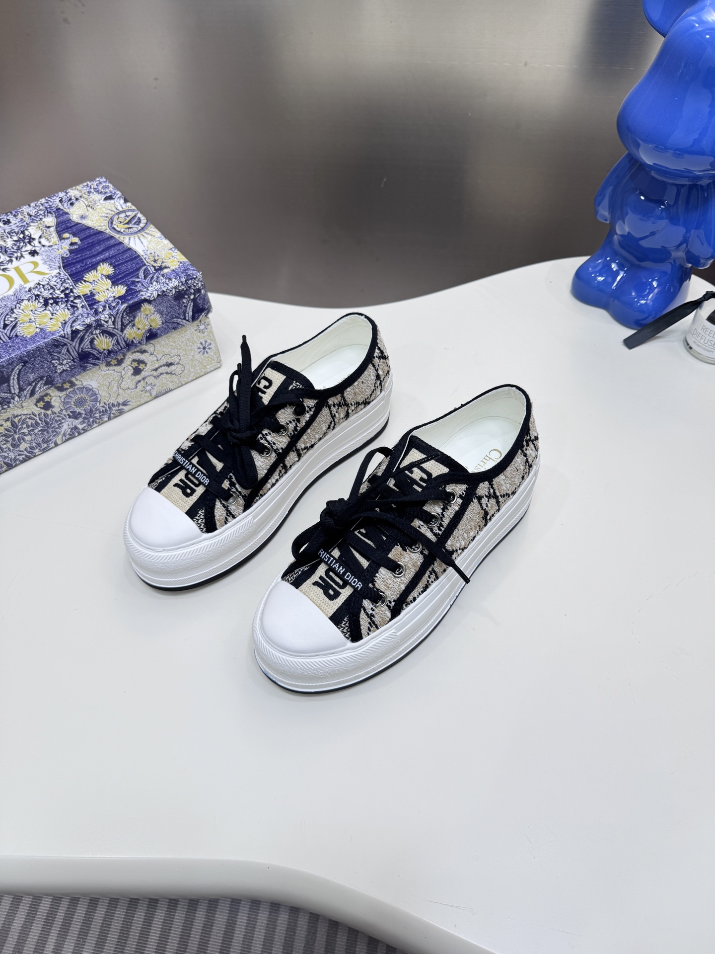 D style Low-top knitted platform sneakers