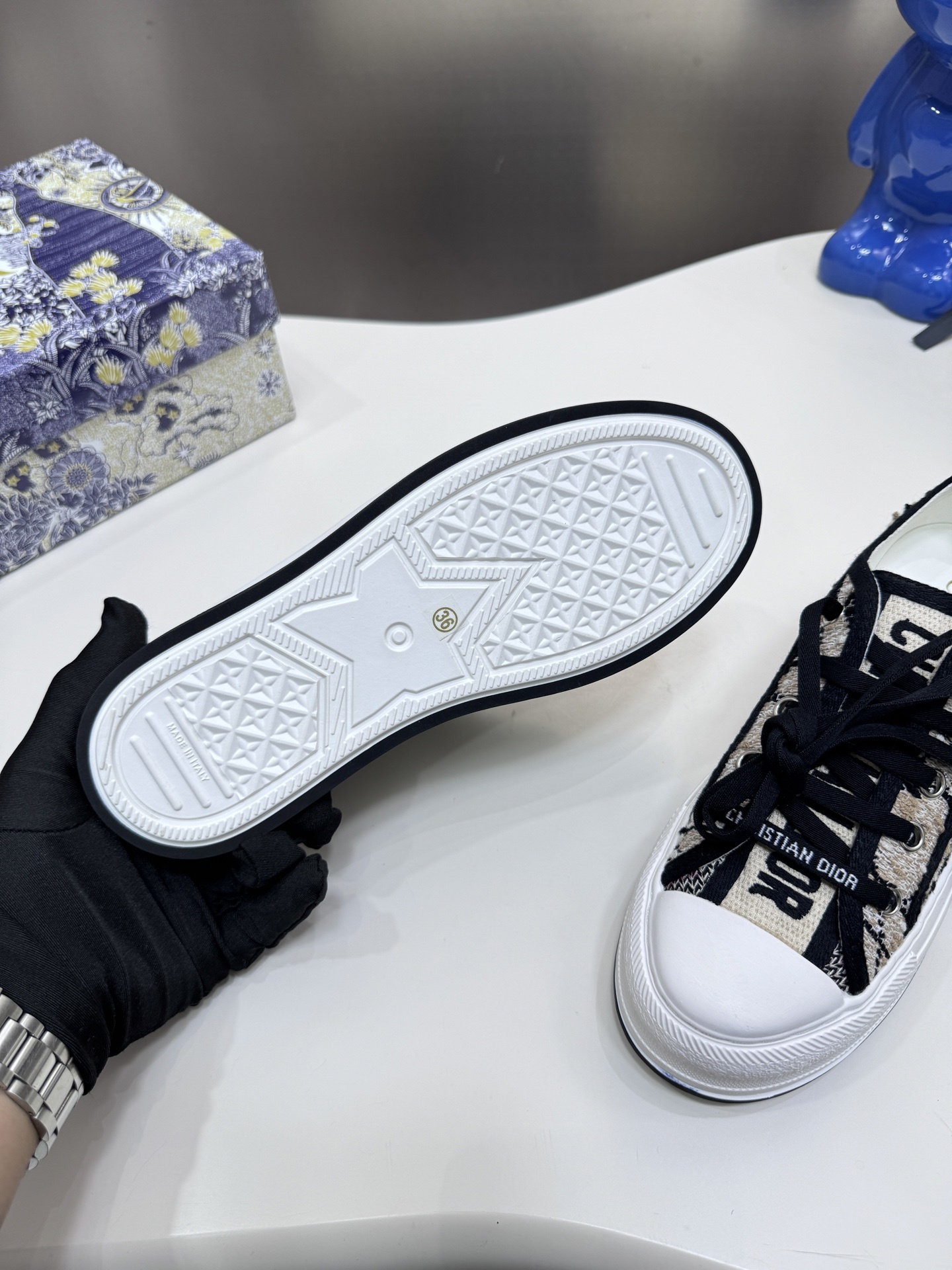 D style Low-top knitted platform sneakers