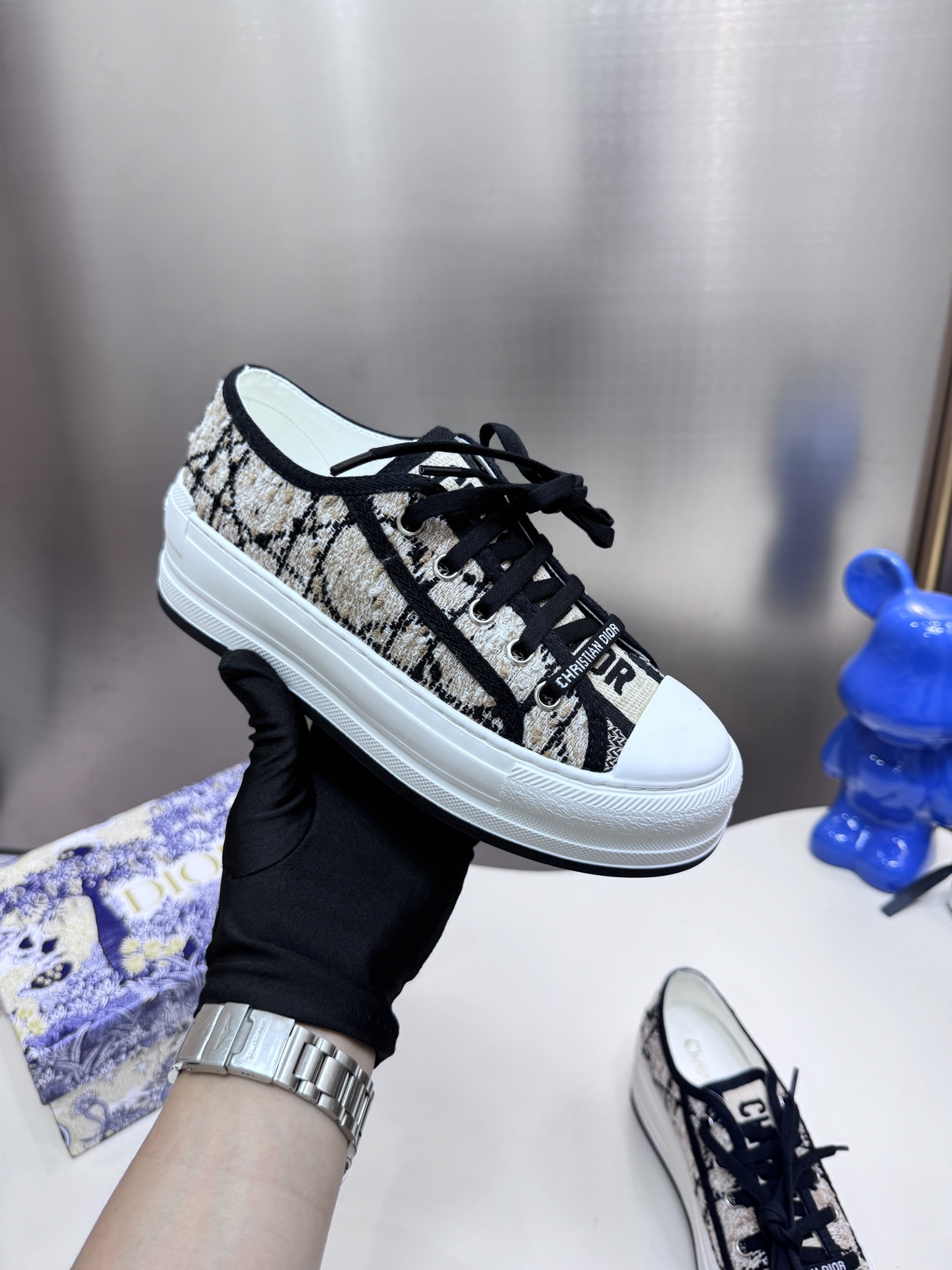 D style Low-top knitted platform sneakers