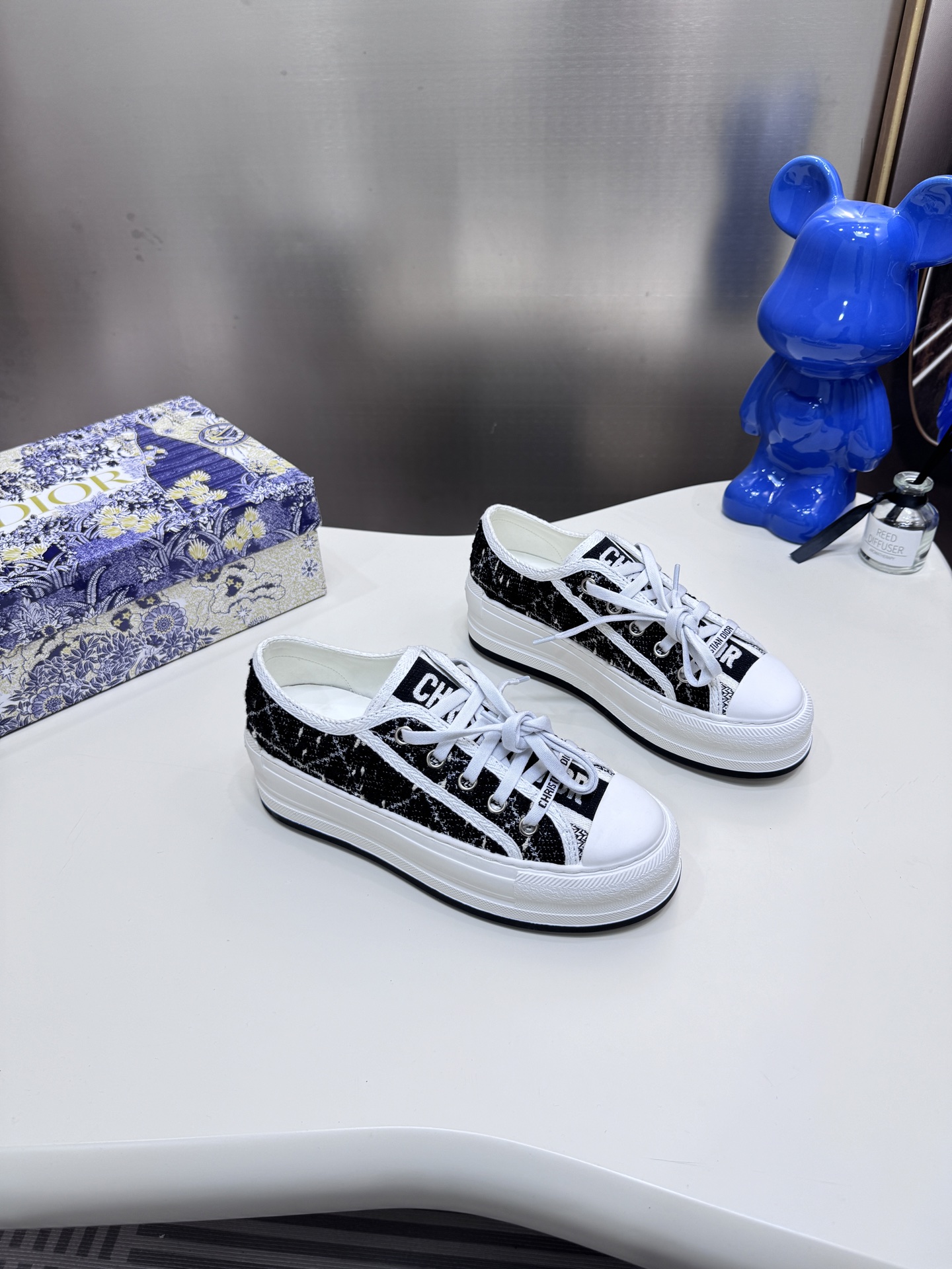 D style Low-top knitted platform sneakers