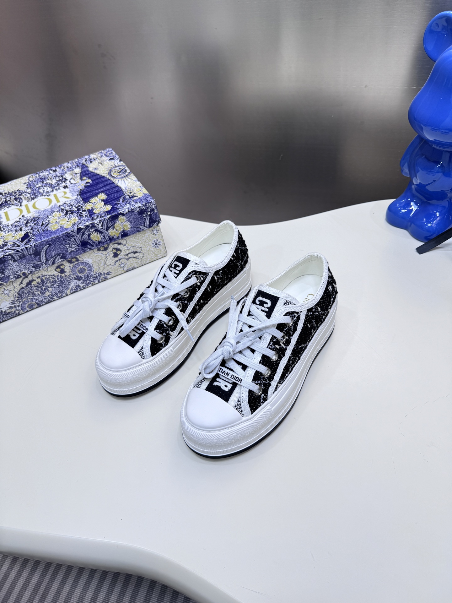 D style Low-top knitted platform sneakers