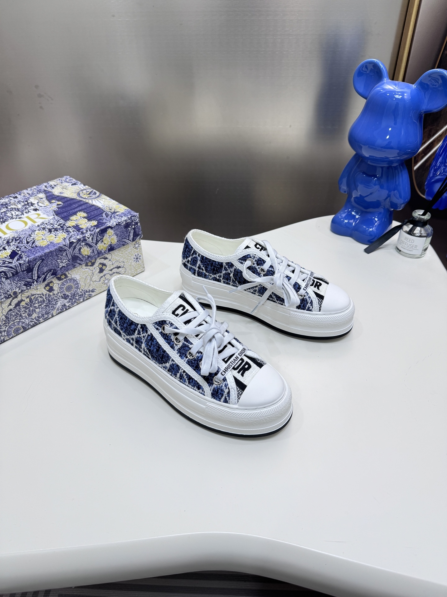 D style Low-top knitted platform sneakers