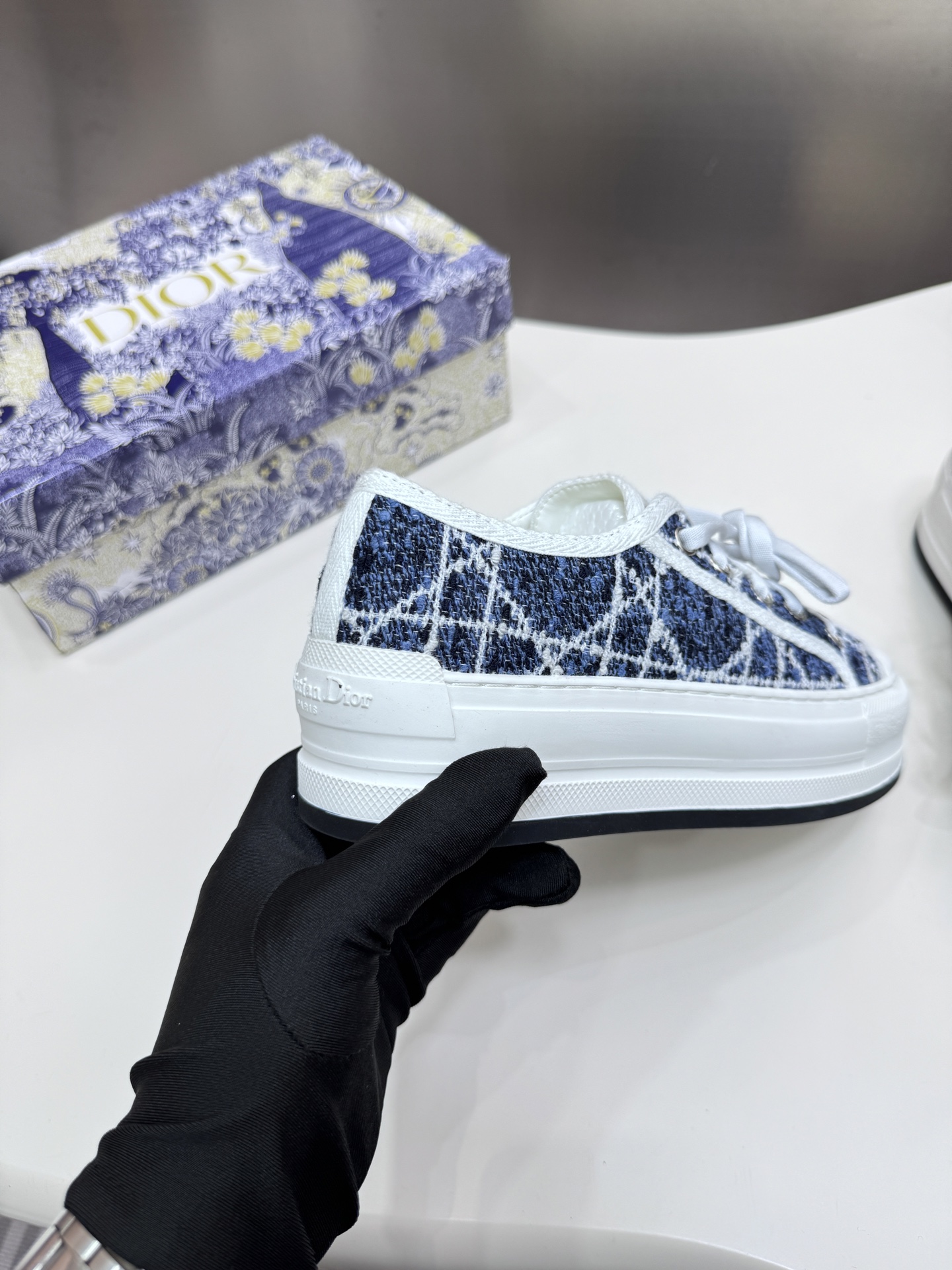 D style Low-top knitted platform sneakers