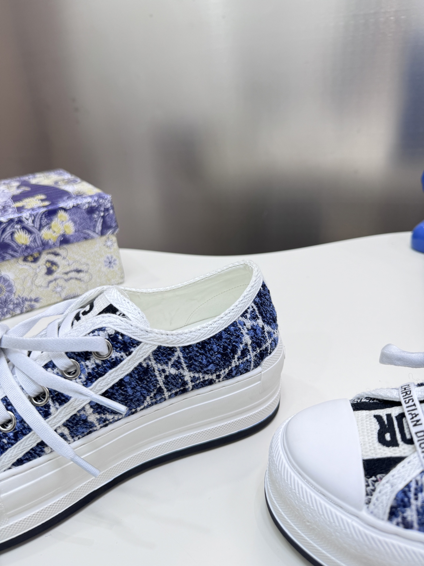 D style Low-top knitted platform sneakers