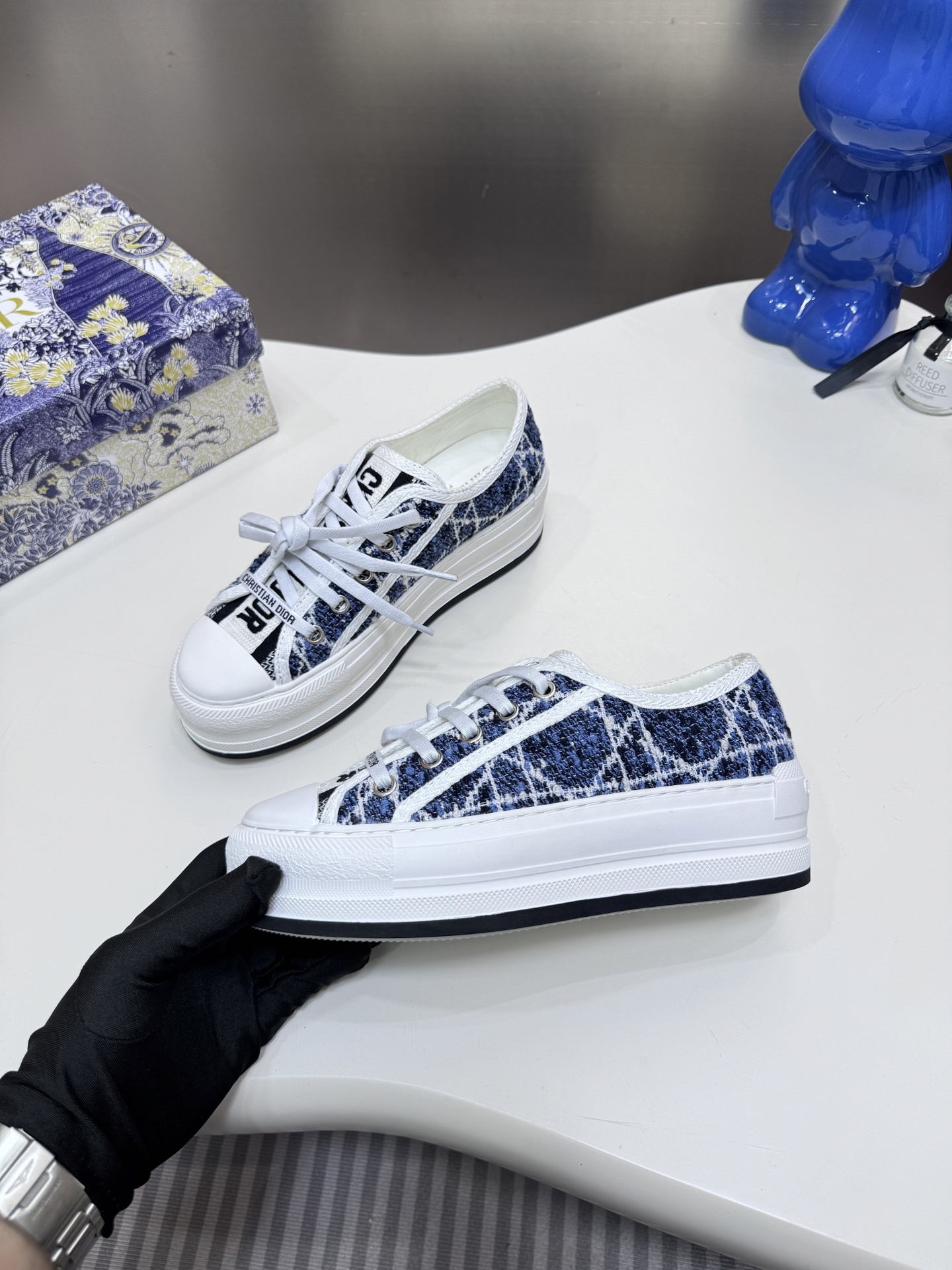 D style Low-top knitted platform sneakers