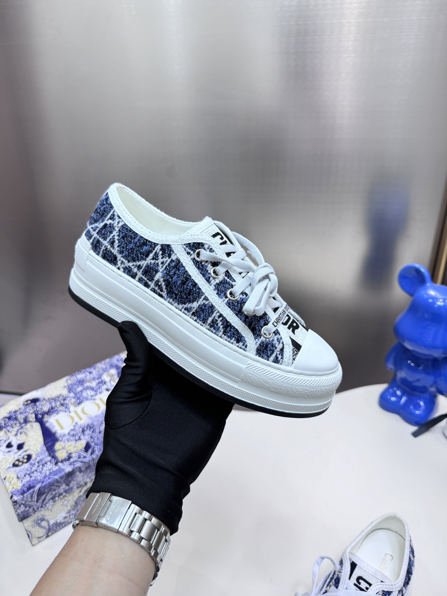 D style Low-top knitted platform sneakers