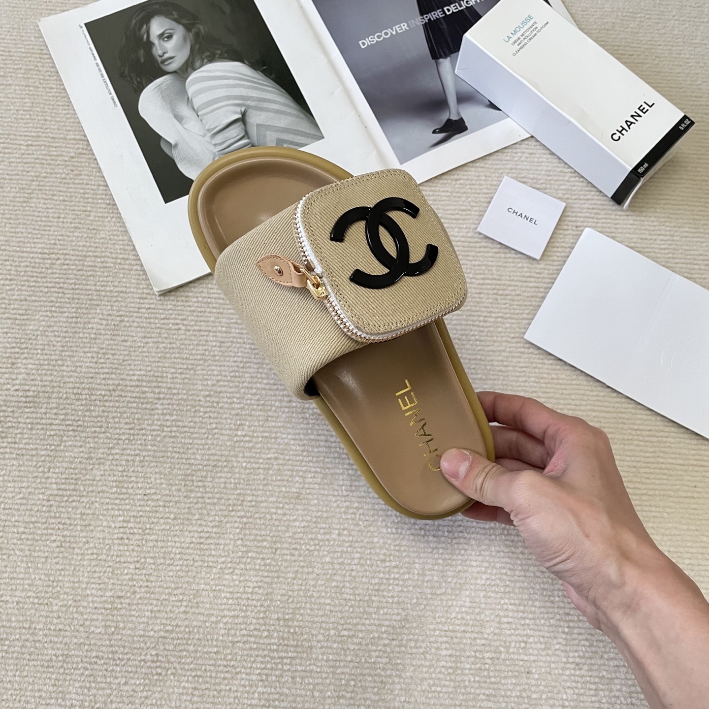 C style Small schoolbag slippers Velcro bag slippers