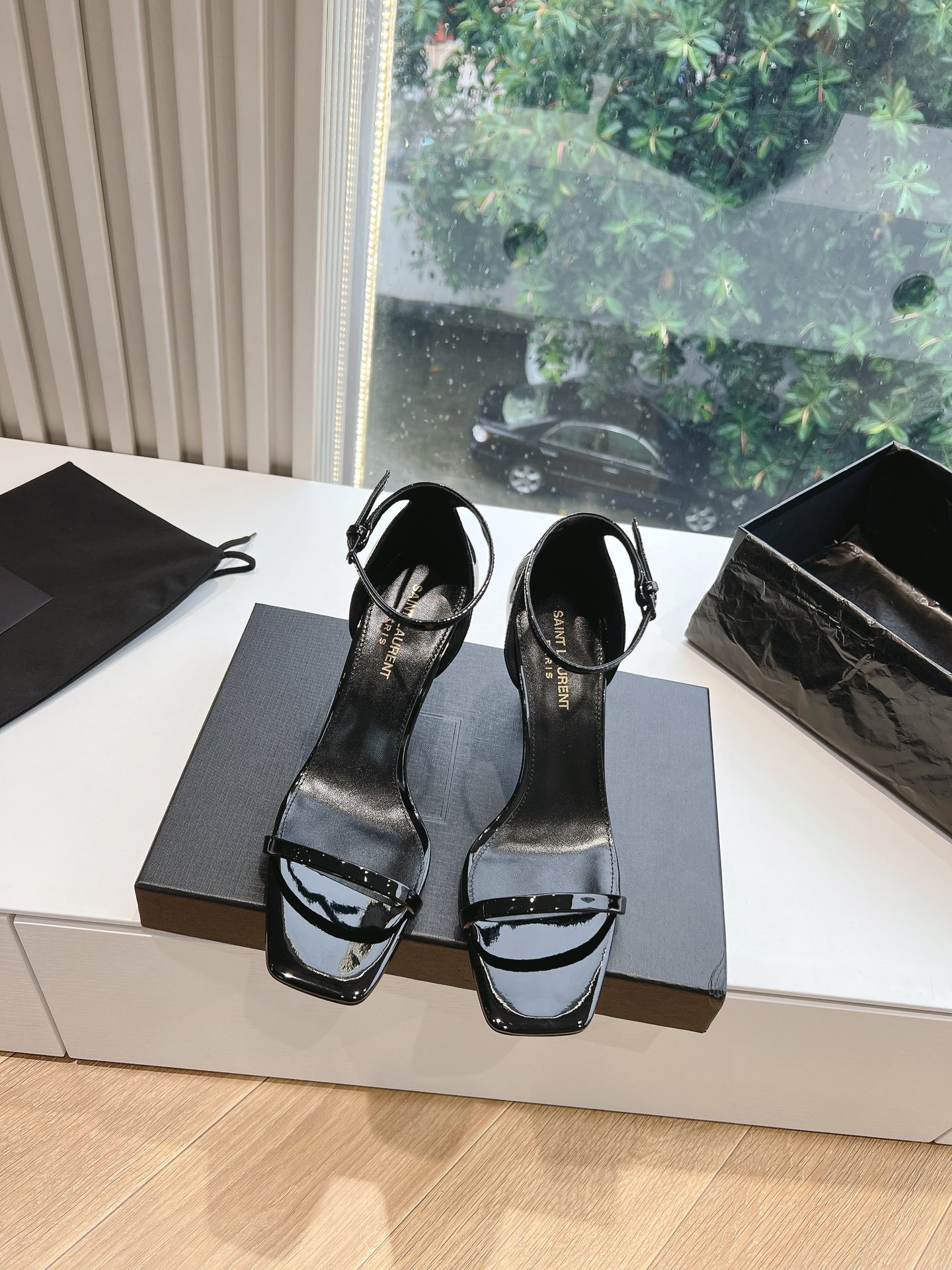 Y style Simple one-strap square toe high-heeled sandals