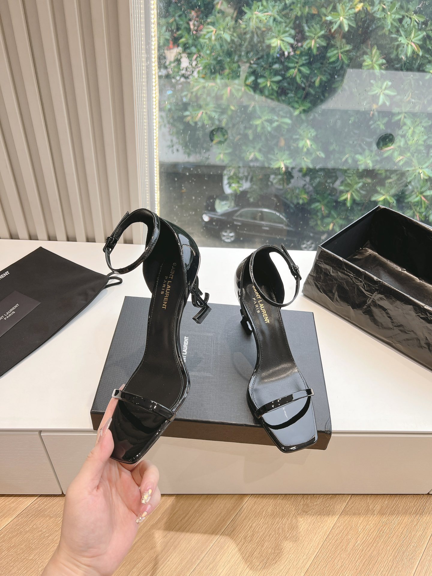 Y style Simple one-strap square toe high-heeled sandals