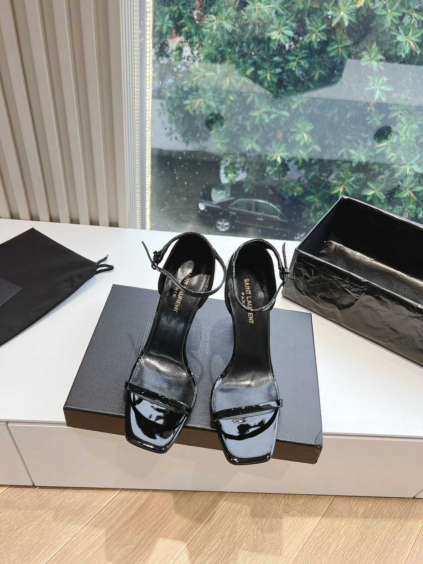 Y style Simple one-strap square toe high-heeled sandals