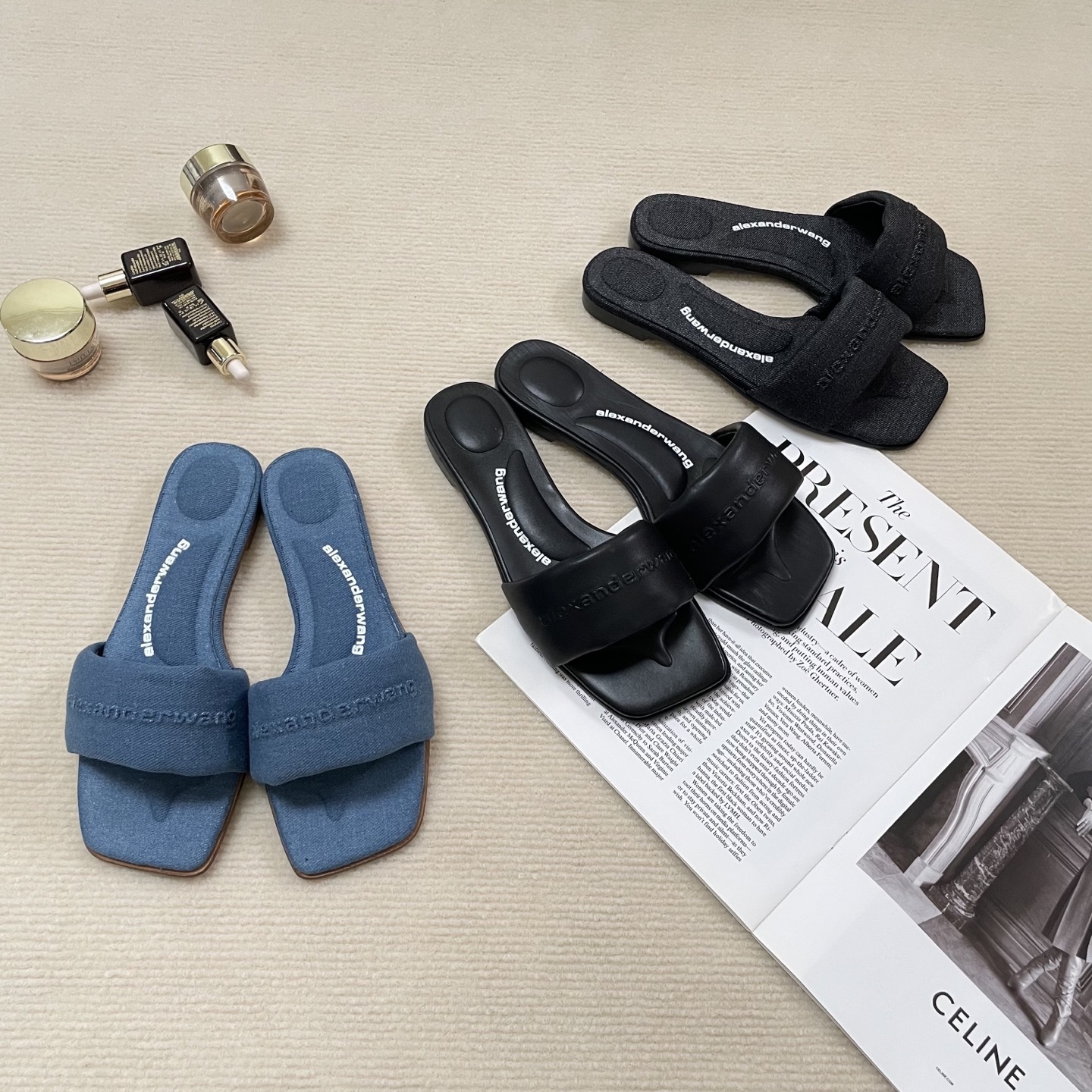 A style Square toe flip flops Flat slippers