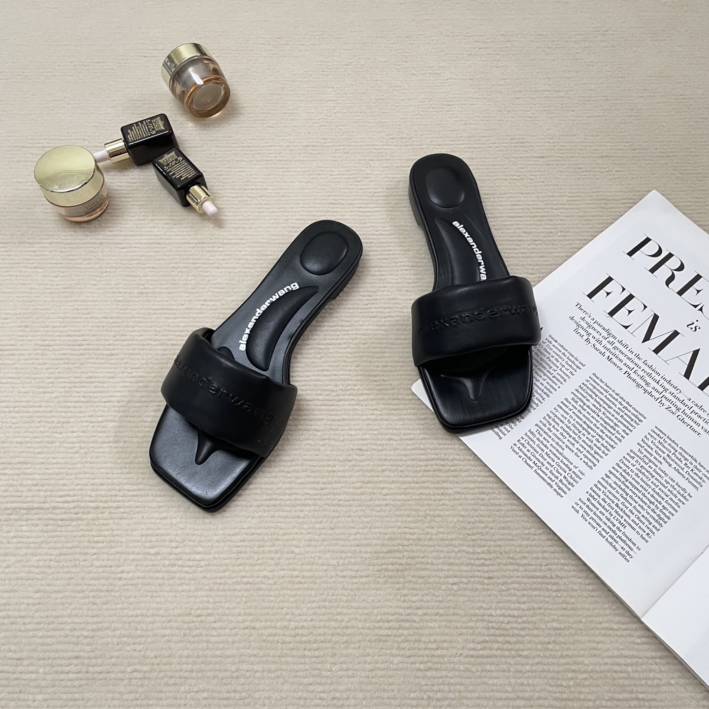 A style Square toe flip flops Flat slippers