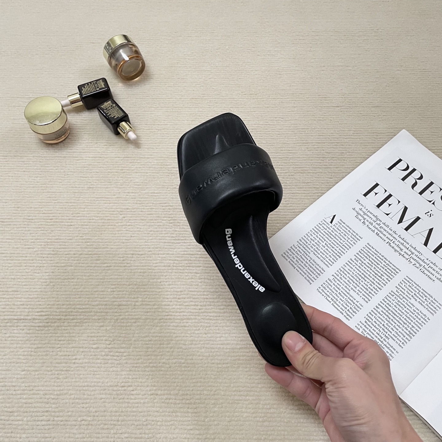 A style Square toe flip flops Flat slippers