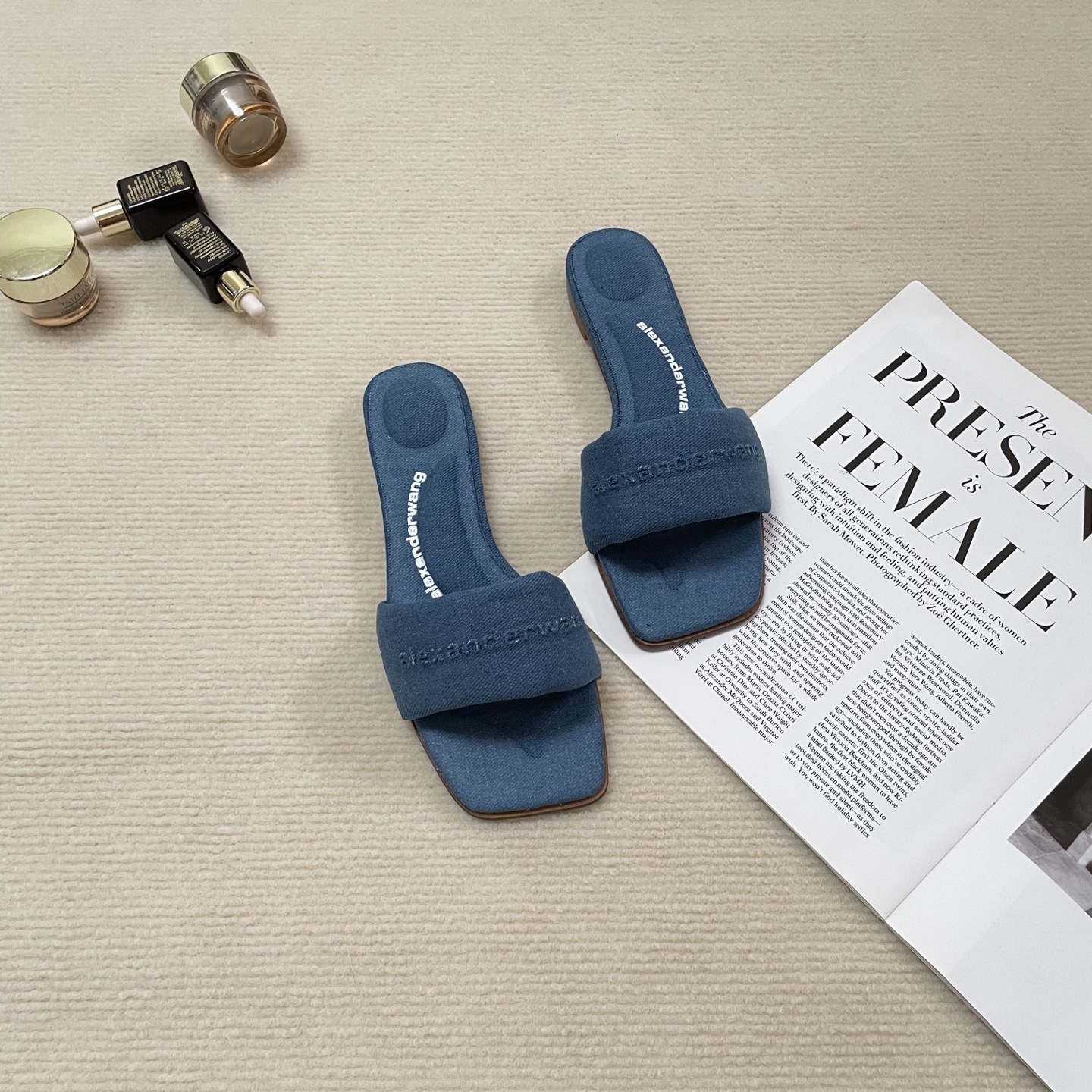 A style Square toe flip flops Flat slippers