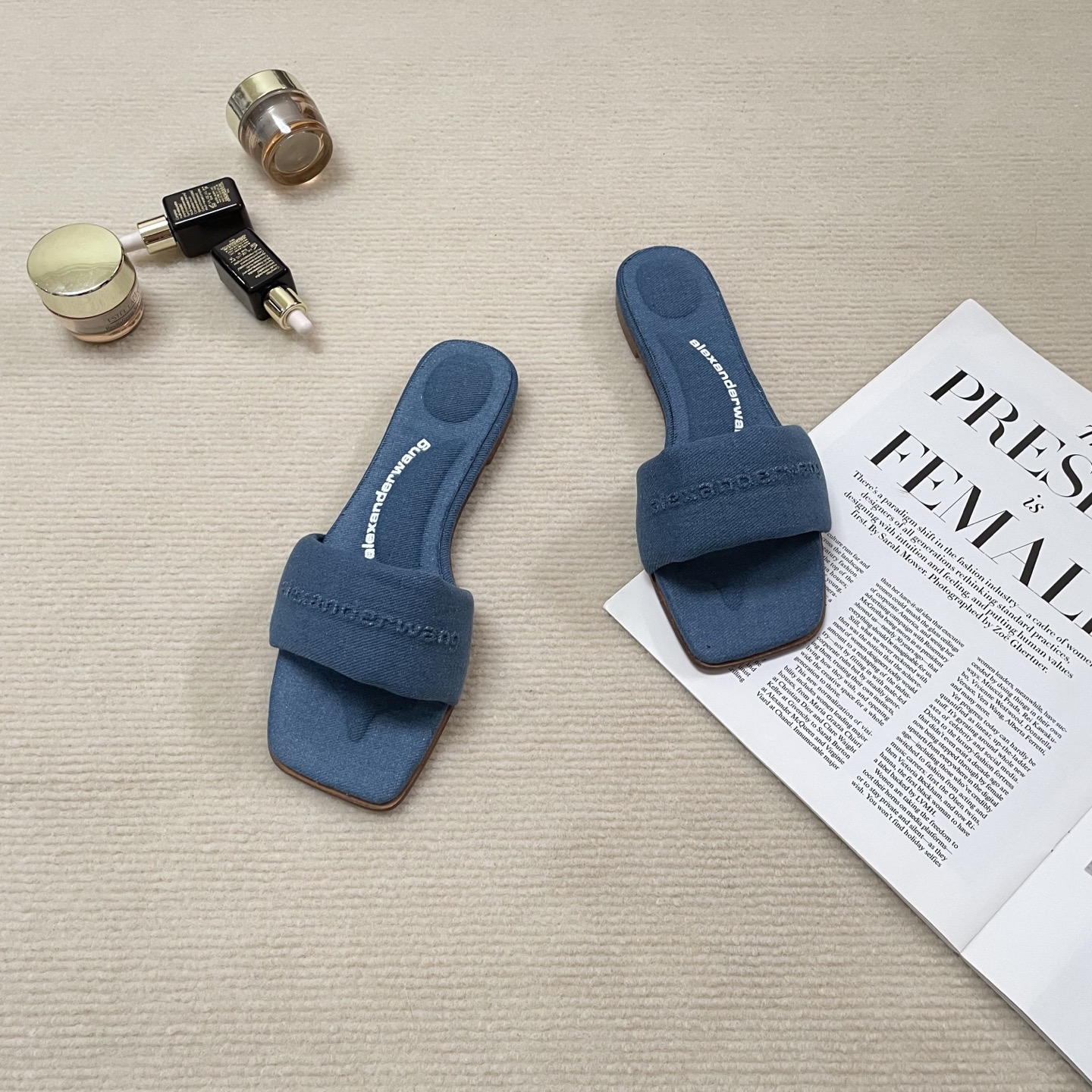 A style Square toe flip flops Flat slippersSquare toe flip flops Flat 