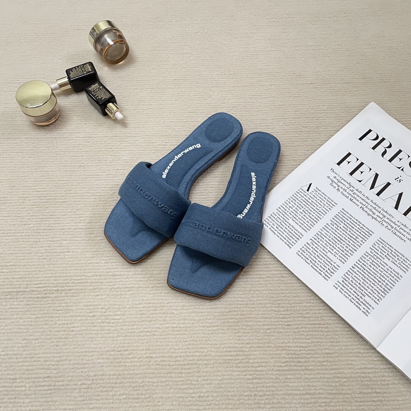 A style Square toe flip flops Flat slippers