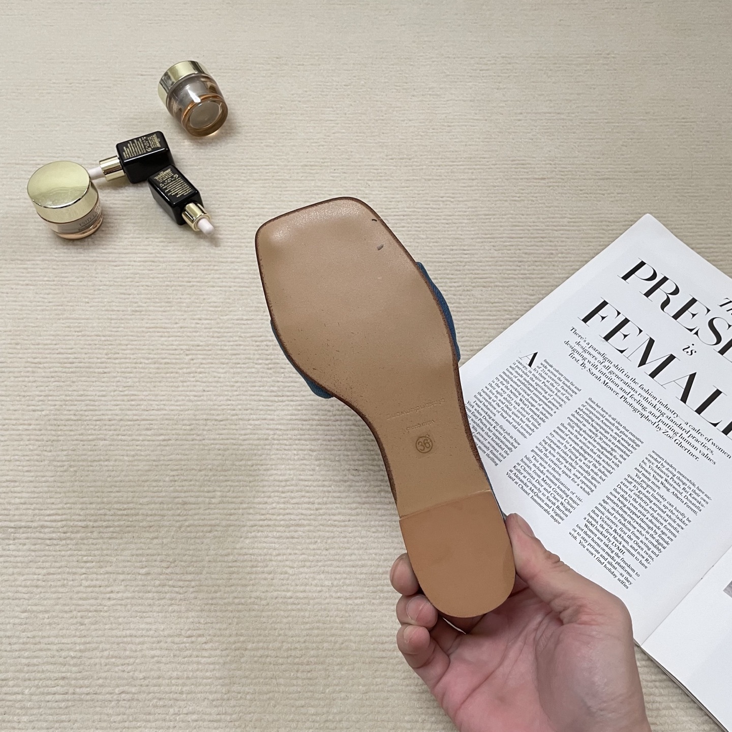 A style Square toe flip flops Flat slippers