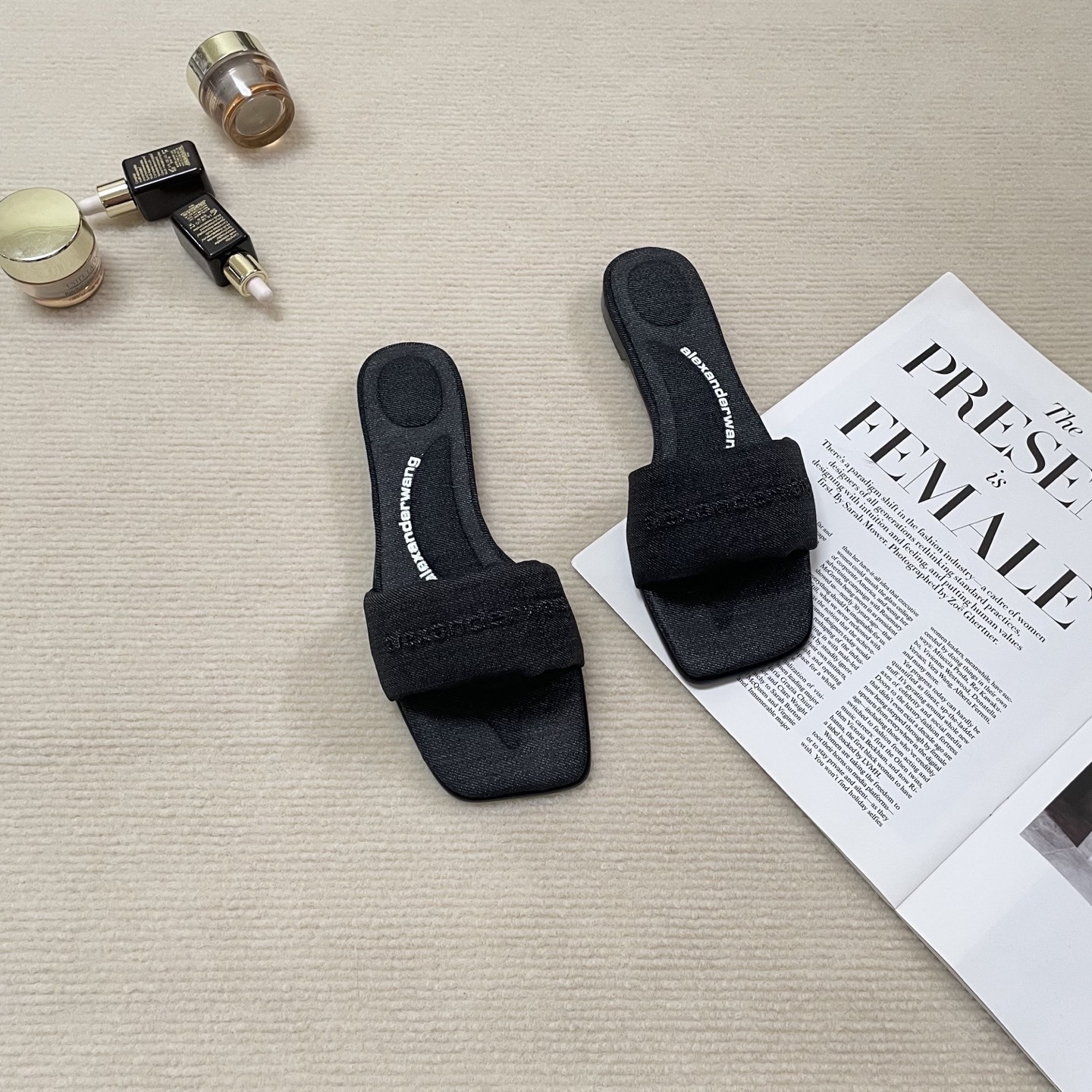 A style Square toe flip flops Flat slippers