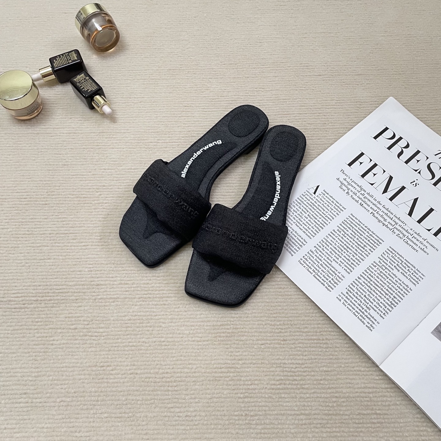 A style Square toe flip flops Flat slippers