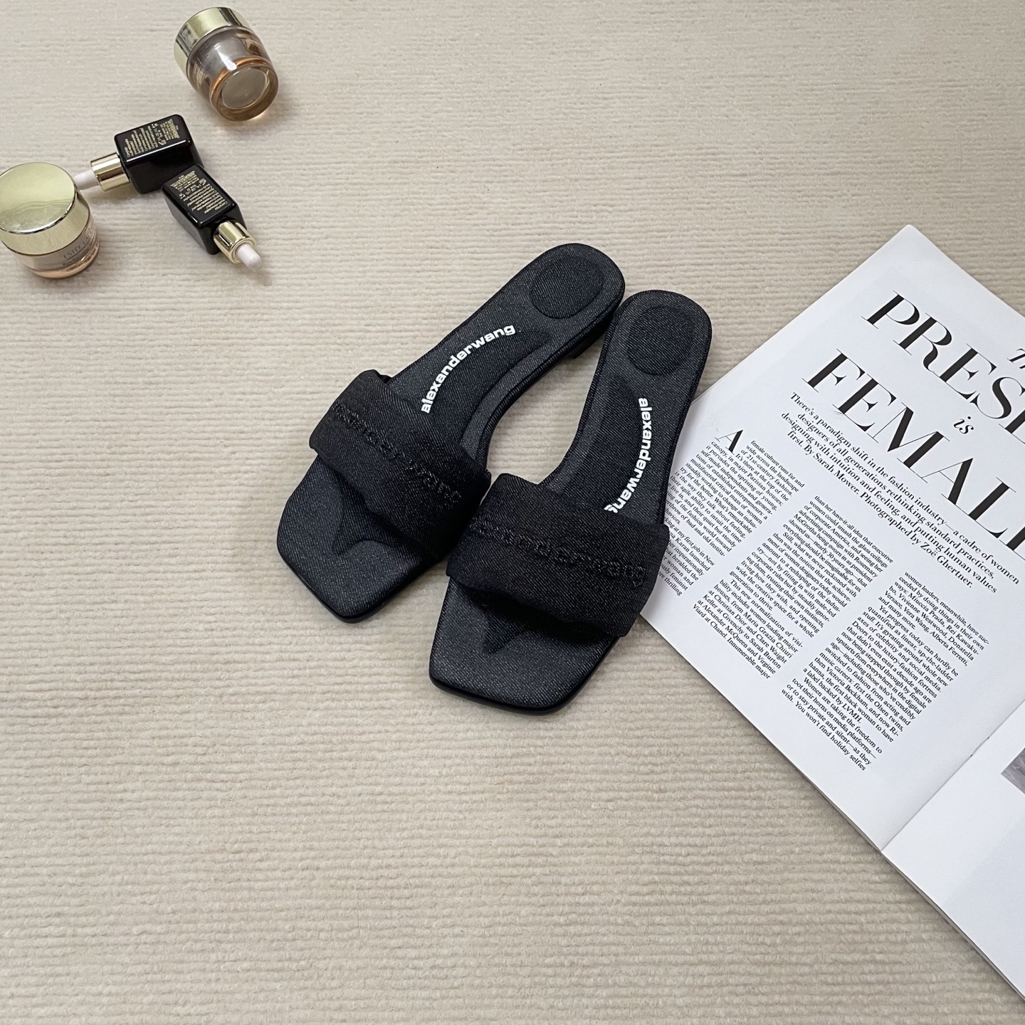 A style Square toe flip flops Flat slippers