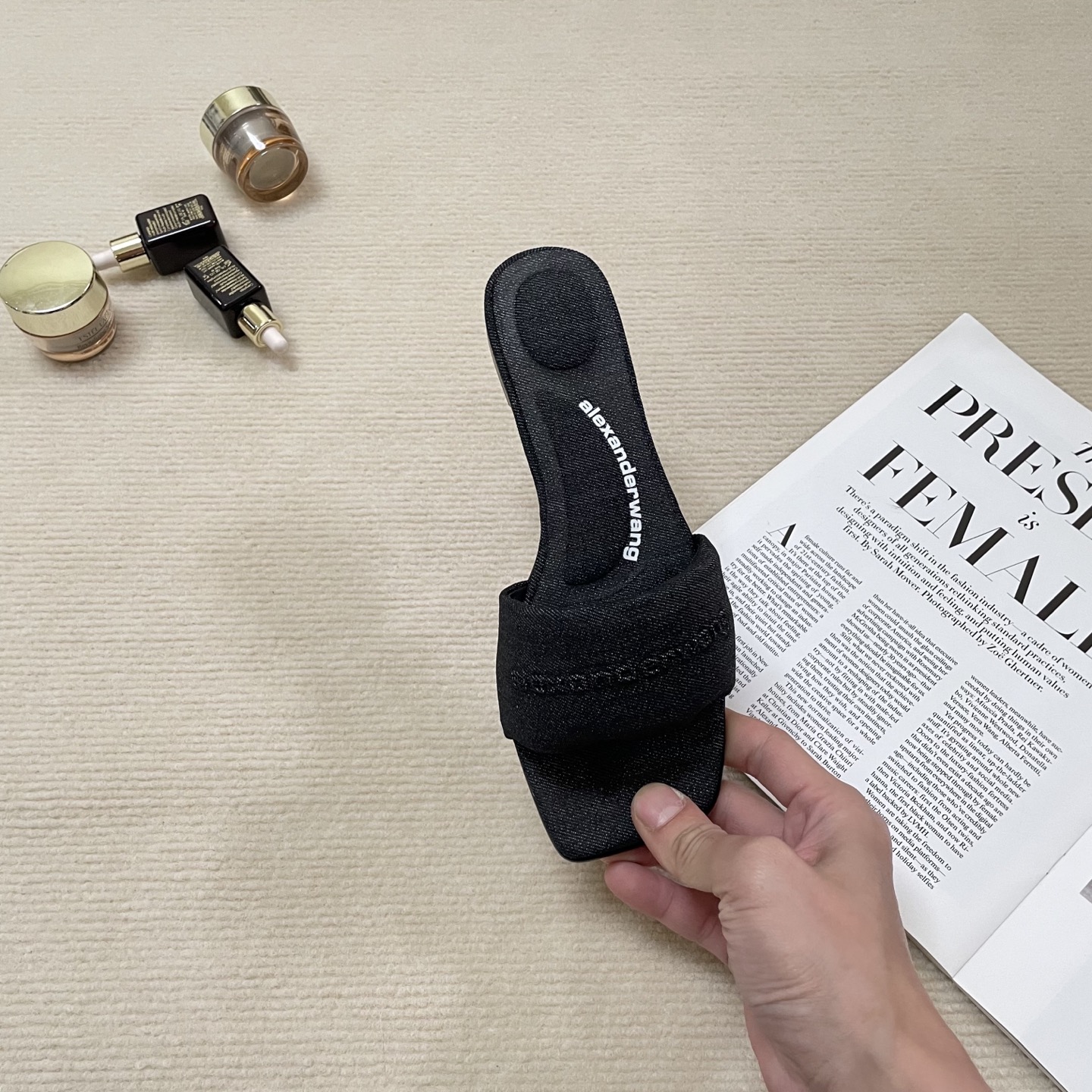 A style Square toe flip flops Flat slippers