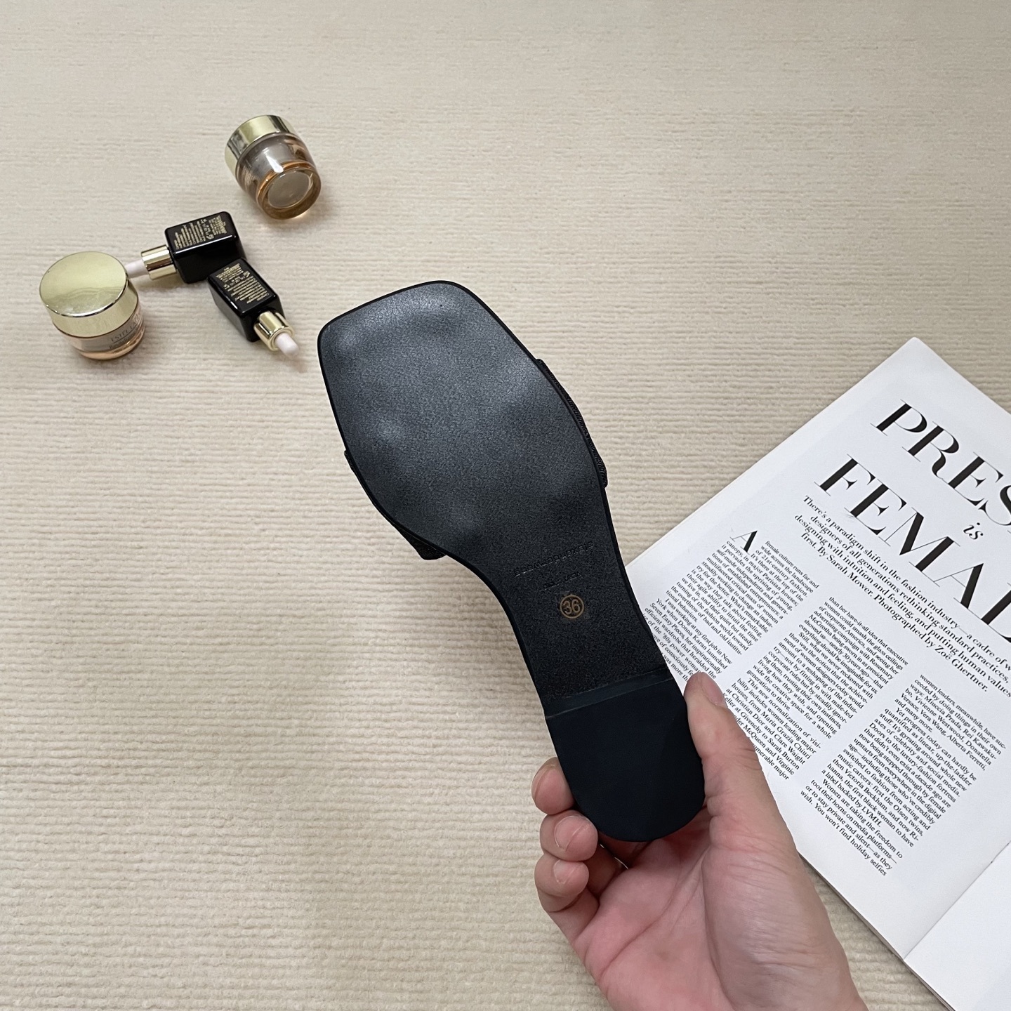 A style Square toe flip flops Flat slippers