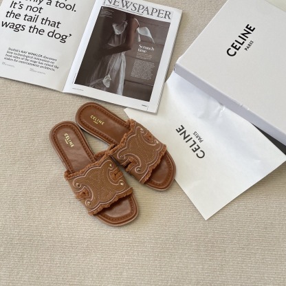 C style Arc de Triomphe micro logo flat slippers