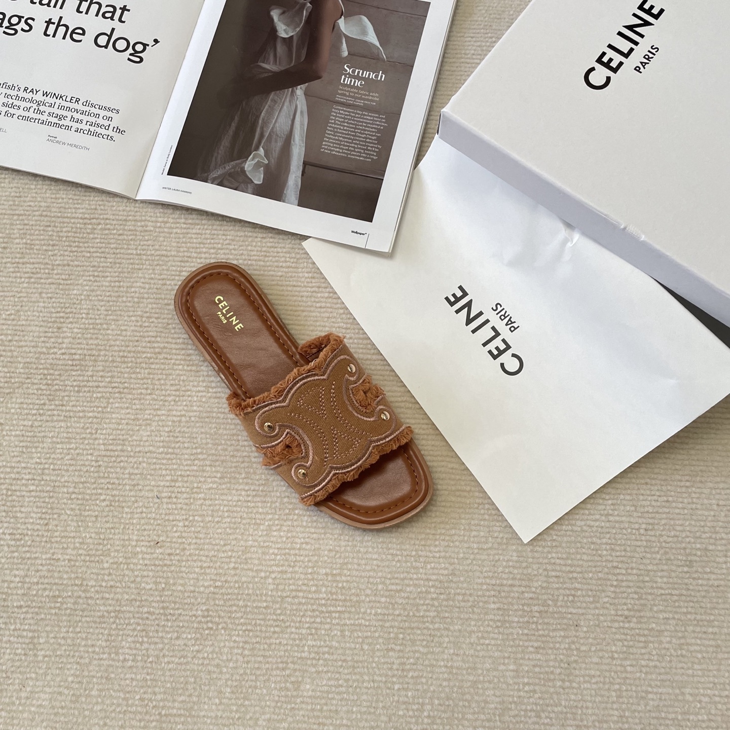 C style Arc de Triomphe micro logo flat slippers